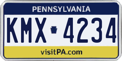PA license plate KMX4234