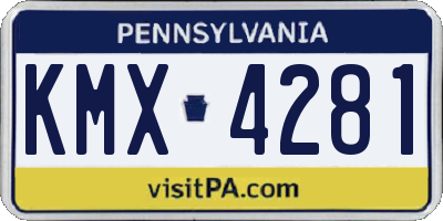 PA license plate KMX4281
