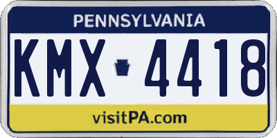 PA license plate KMX4418