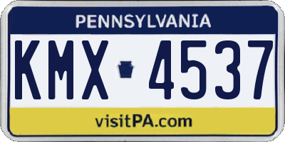 PA license plate KMX4537