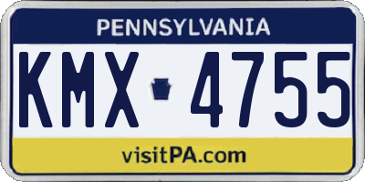 PA license plate KMX4755