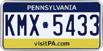 PA license plate KMX5433