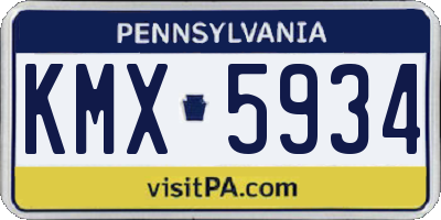 PA license plate KMX5934