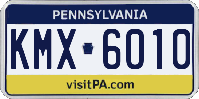 PA license plate KMX6010