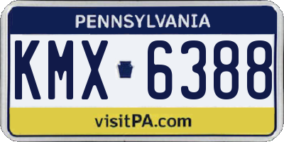 PA license plate KMX6388