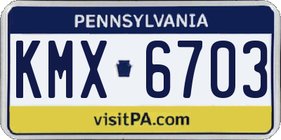 PA license plate KMX6703