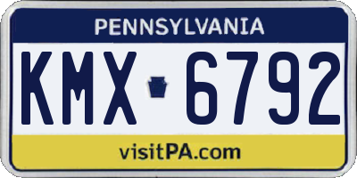 PA license plate KMX6792