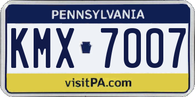 PA license plate KMX7007