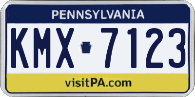 PA license plate KMX7123