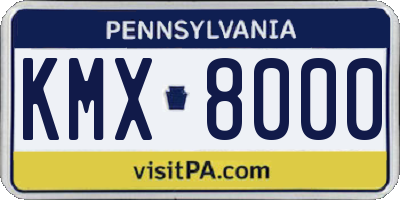 PA license plate KMX8000