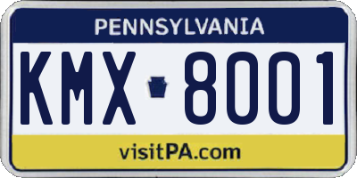 PA license plate KMX8001
