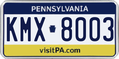 PA license plate KMX8003