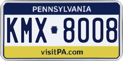 PA license plate KMX8008