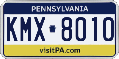 PA license plate KMX8010