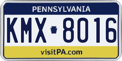 PA license plate KMX8016