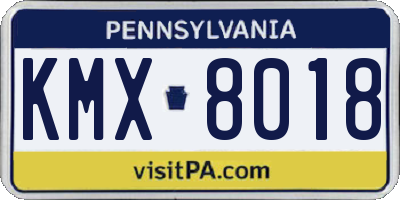 PA license plate KMX8018