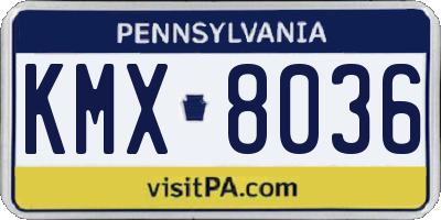 PA license plate KMX8036