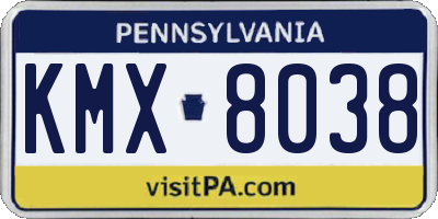 PA license plate KMX8038