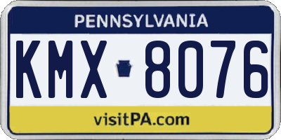 PA license plate KMX8076