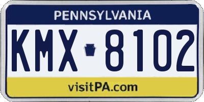 PA license plate KMX8102