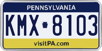 PA license plate KMX8103