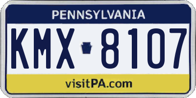 PA license plate KMX8107