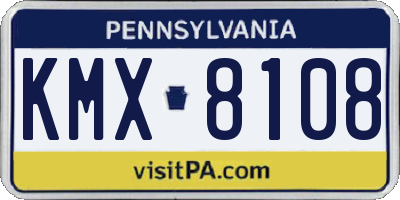 PA license plate KMX8108