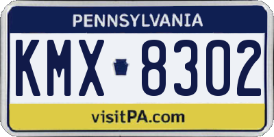 PA license plate KMX8302