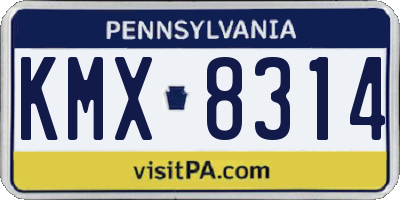 PA license plate KMX8314