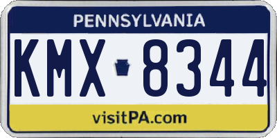 PA license plate KMX8344