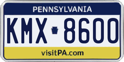 PA license plate KMX8600