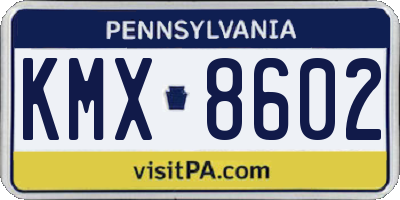PA license plate KMX8602