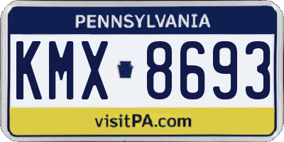 PA license plate KMX8693