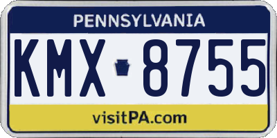 PA license plate KMX8755