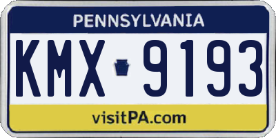 PA license plate KMX9193