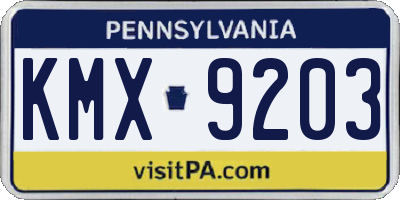 PA license plate KMX9203