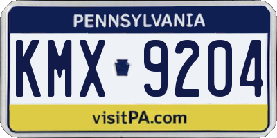 PA license plate KMX9204