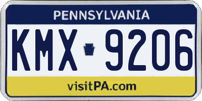 PA license plate KMX9206
