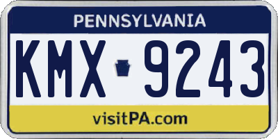 PA license plate KMX9243
