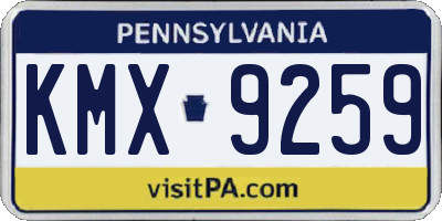 PA license plate KMX9259