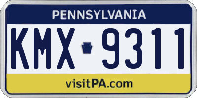 PA license plate KMX9311