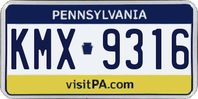 PA license plate KMX9316
