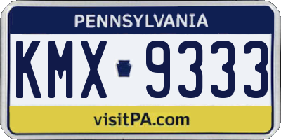 PA license plate KMX9333