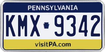 PA license plate KMX9342