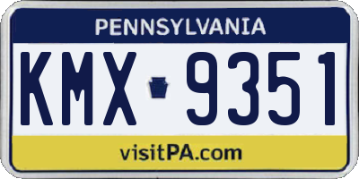 PA license plate KMX9351