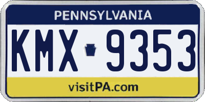 PA license plate KMX9353