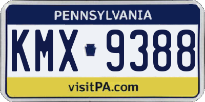 PA license plate KMX9388