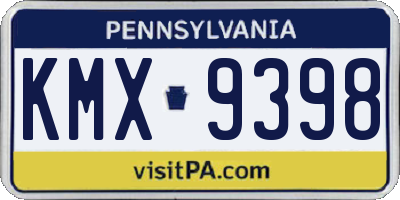 PA license plate KMX9398