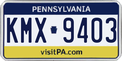 PA license plate KMX9403