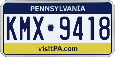 PA license plate KMX9418